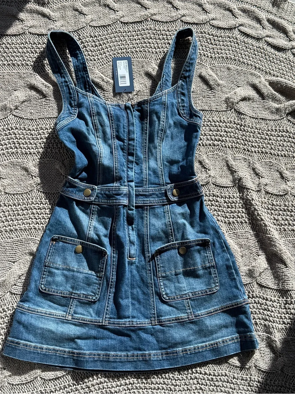 Brand new Ramy Brook Blue Denim Mini Dress with Patch Pockets - Picture 5 of 10